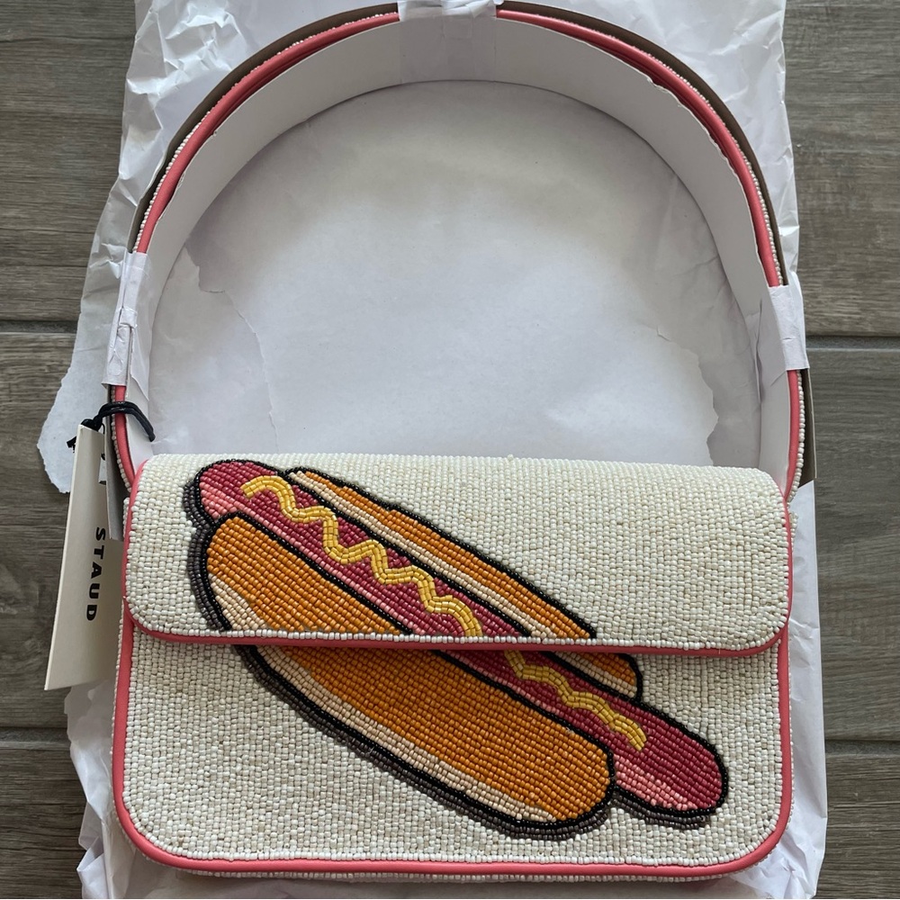 STAUD BEADED TOMMY BAG VIRAL DOG DAYS HOT DOG - Picture 9 of 13